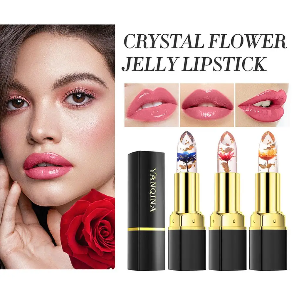 

Flower Color Changing Lipstick Moisturizing Nutritious Crystal Lip Waterproof Color Cosmetics Gloss Translucent Lasting L9H5
