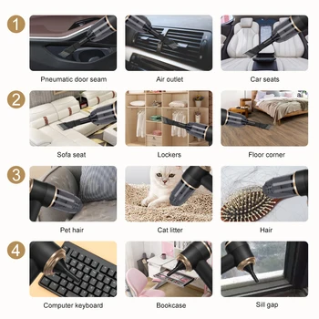High Power Car Blower Vacuum, 2-in-1 Strong Suction & Blowing, Portable for Auto/Home Cleaning, Dust Removal from Seat/Mat/Trunk 4