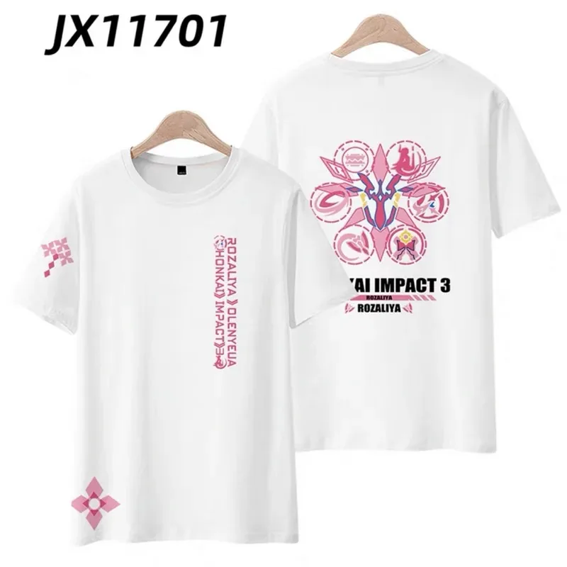 Honkai impact 3 rozaliya olenyeva printing 3d t-shirt summer fashion round neck short sleeve kimono popular game streetwear