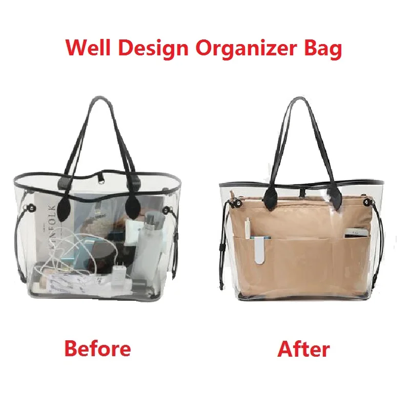 Podcore Purse Organizer for Tote Bag Handbag Organizer Insert with Compartments Black Brown Coffee Purse Inserts for Storage 6