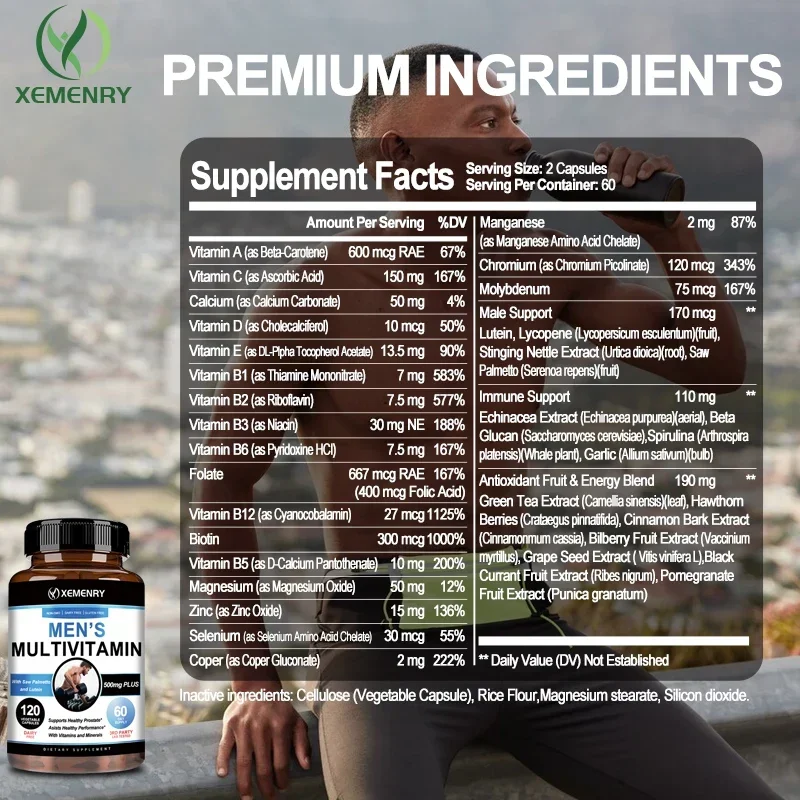Men's Multivitamin Energy Boost Multiminerals Muscle Growth Prostate Health