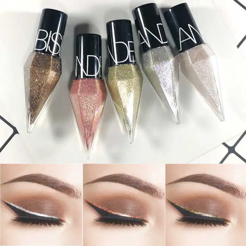 Liquid Eyeshadow Pearlescent Diamond 5-color Sequins MakeUp Smooth Mini Fine Brush