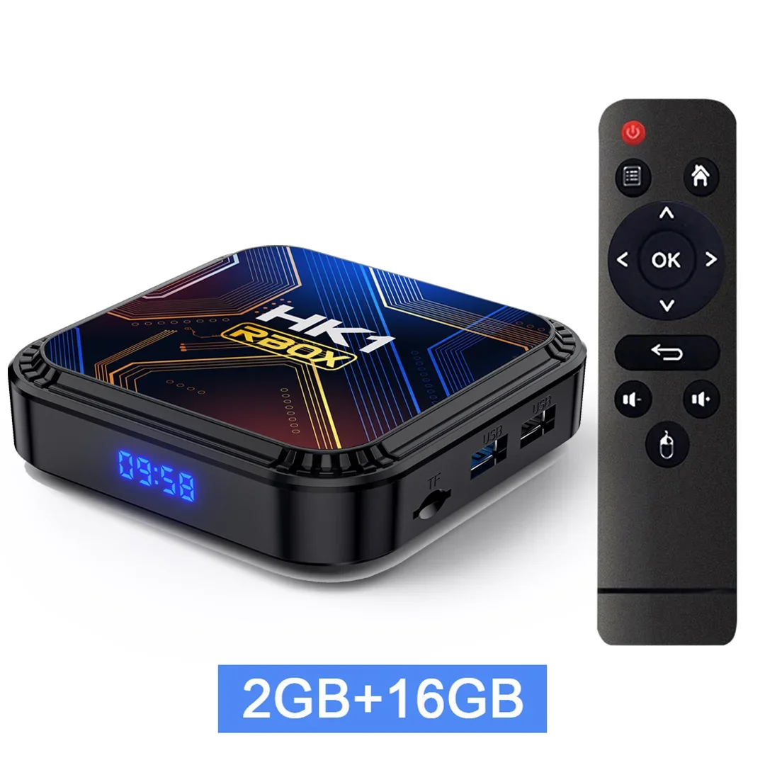 2023 Smart Tv Box Hk1 Rbox Android 13 8K Android Tv Box Rgb Light Rk3528 Dual Wifi Voice Media Player Tv Box