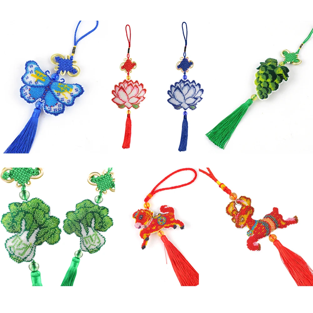 Butterfly Beaded Cross Stitch Making Kit Beaded Counted Cross Stitch Ornament Kit Bead Pendant for Adults Beginners