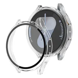 Premium All-Around Anti-Fall Glass+PC Watch Case with Screen Protector for Galaxy watch 4 40mm (Transparent)