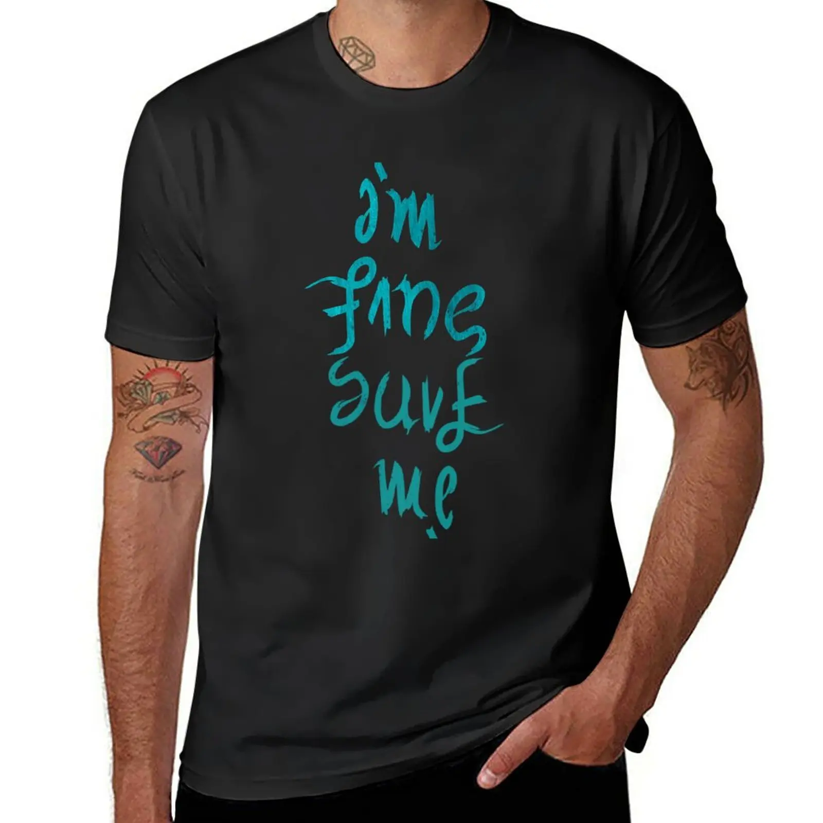 

I'm Fine/Save Me Design T-Shirt customs design your own plus sizes fitted t shirts for men