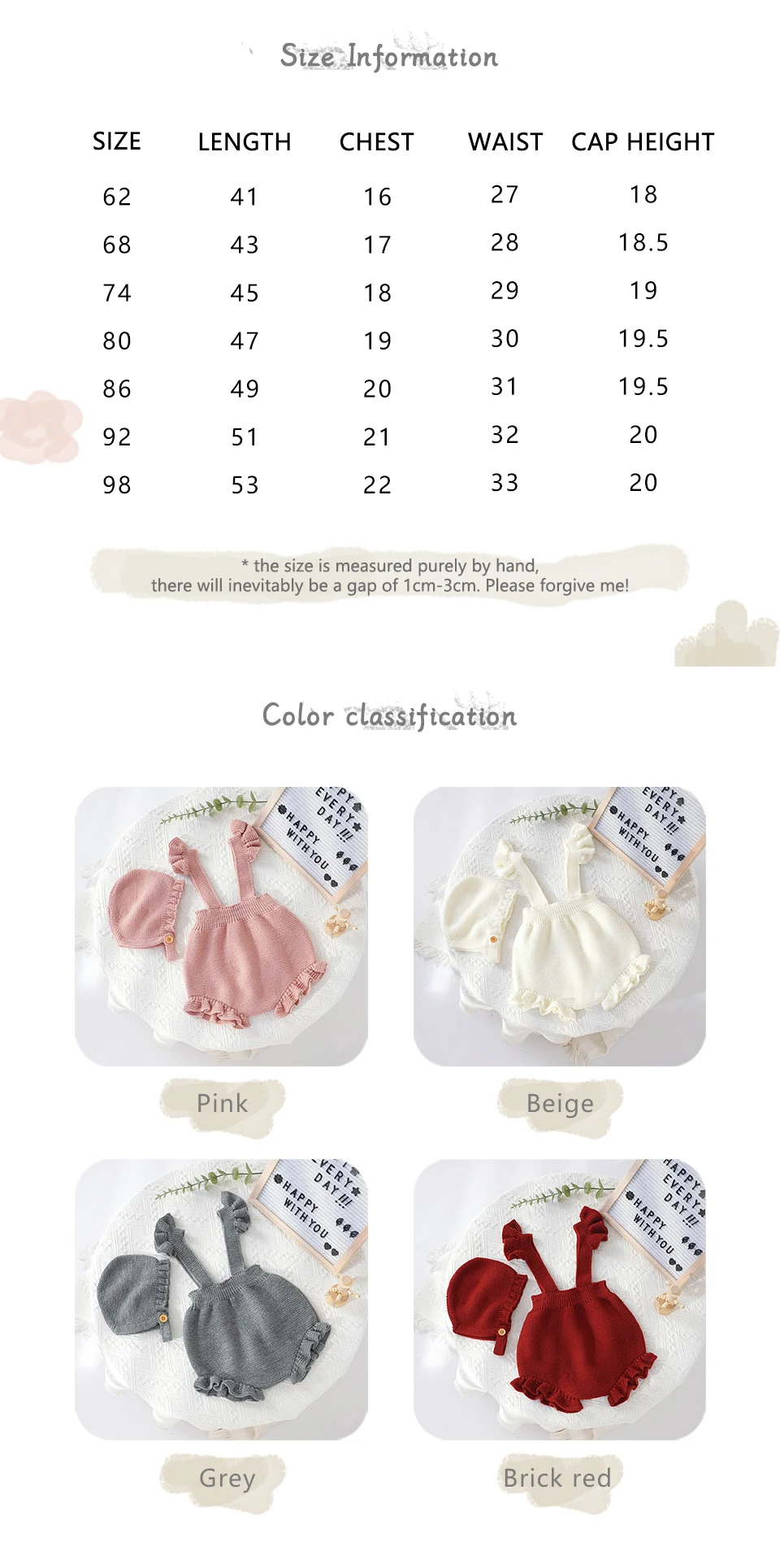 0-18m Neugeborene Mädchen Bodys Hüte Kleidung Frühling Herbst Ärmelloses Strick Säuglings Strap Onesie Overalls Winter Kostüme 2pc Anzug – Detail 2