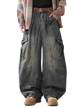 Baggy Barrel Jeans Wide Leg Cargo Jeans Loose Denim For Men And Women