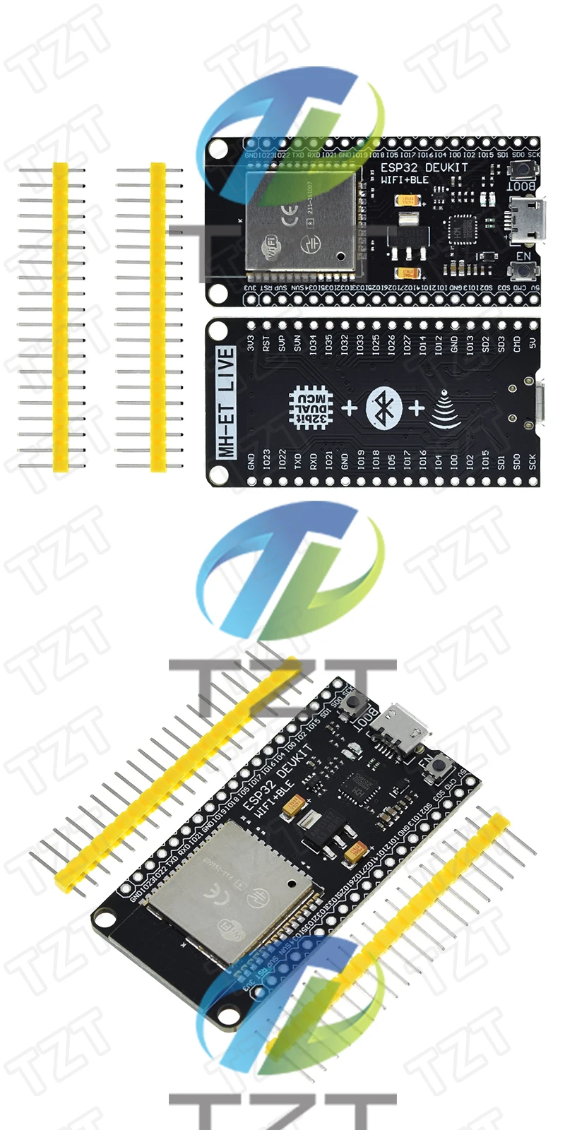 TZT ESP32 Entwicklungsboard WiFi+Bluetooth Ultra-Niedriger Stromverbrauch Dual-Core-Modul ESP-32 ESP-32S CH9102 Für Arduino – Detail 3