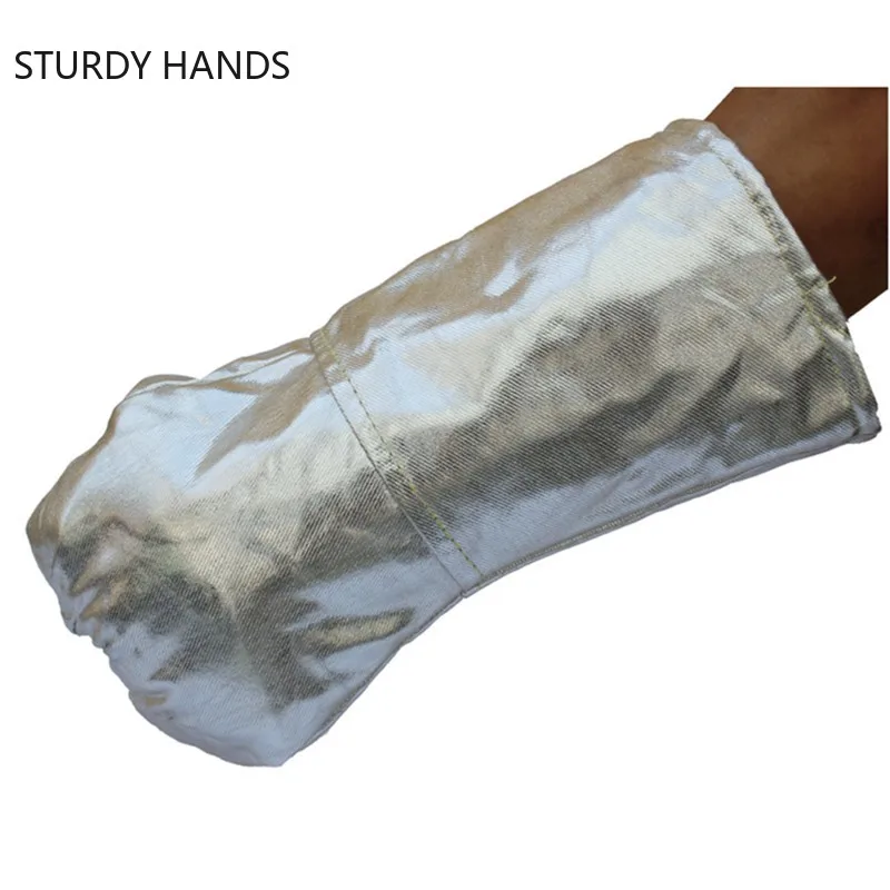 Thickening Aluminum Foil Gloves High Temperature Cowhide Gloves Heat Insulation Anti-radiation Work Kitchen Oven