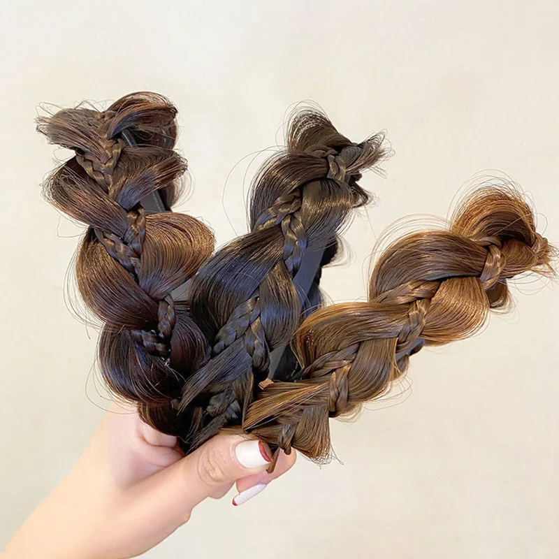 

Three-strand Twist Head Hoop Wide-brimmed fashion Braids Retro style Head Hoop Handmade Styling Tool Solid Color Hairdband