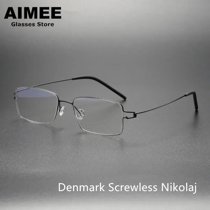 

Denmark Brand Titanium Screwless Glasses Frame Men Business Square Prescription Eyeglasses Women Myopia Eyewear Optical Lens New