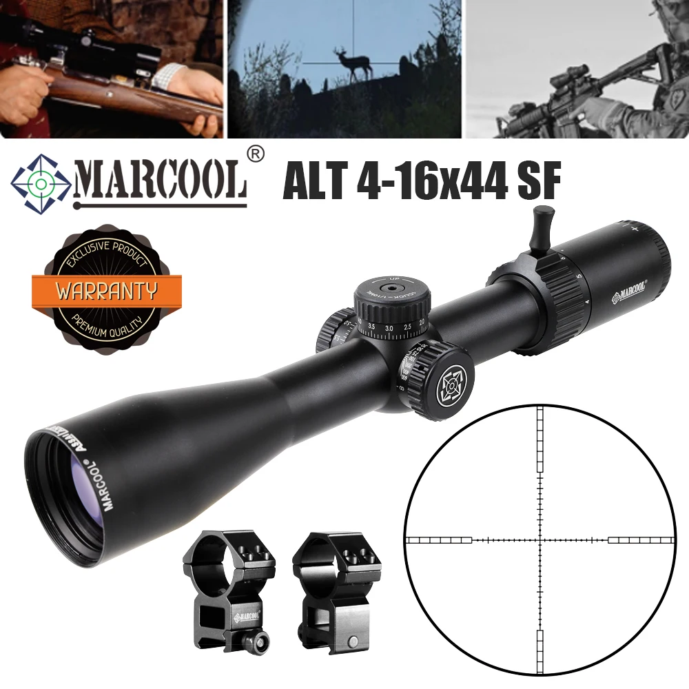 

Marcool ALT 4-16x44 Airsoft Rifle Scope for Hunting Tactical Optics Sight No Illumination SFP 30MM Tube Dia. for .223 5.56 AR15