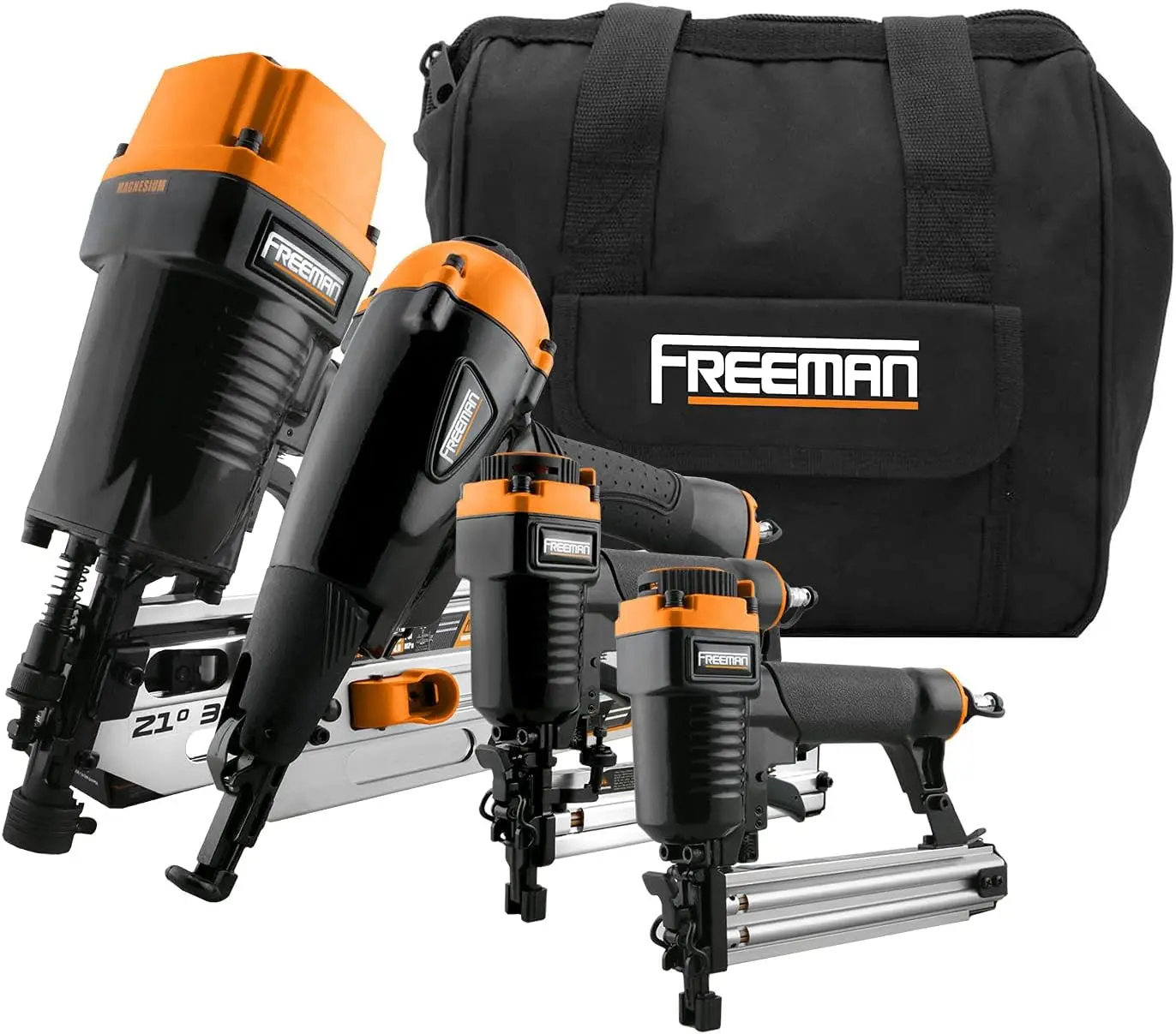 

P4FRFNCB Pneumatic Framing And Finishing Nailer And Stapler Kit With Bag