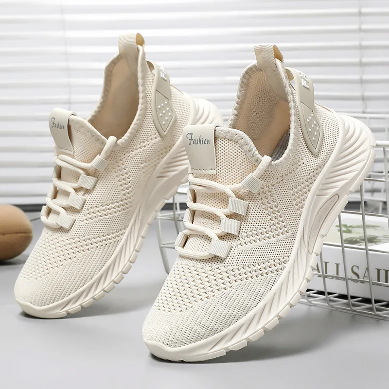 Spring New Women Casual Shoes Mesh Breathable Female Walking Shoes Comfortable Lightweight Ladies Sneakers Lace Up Flats Shoes