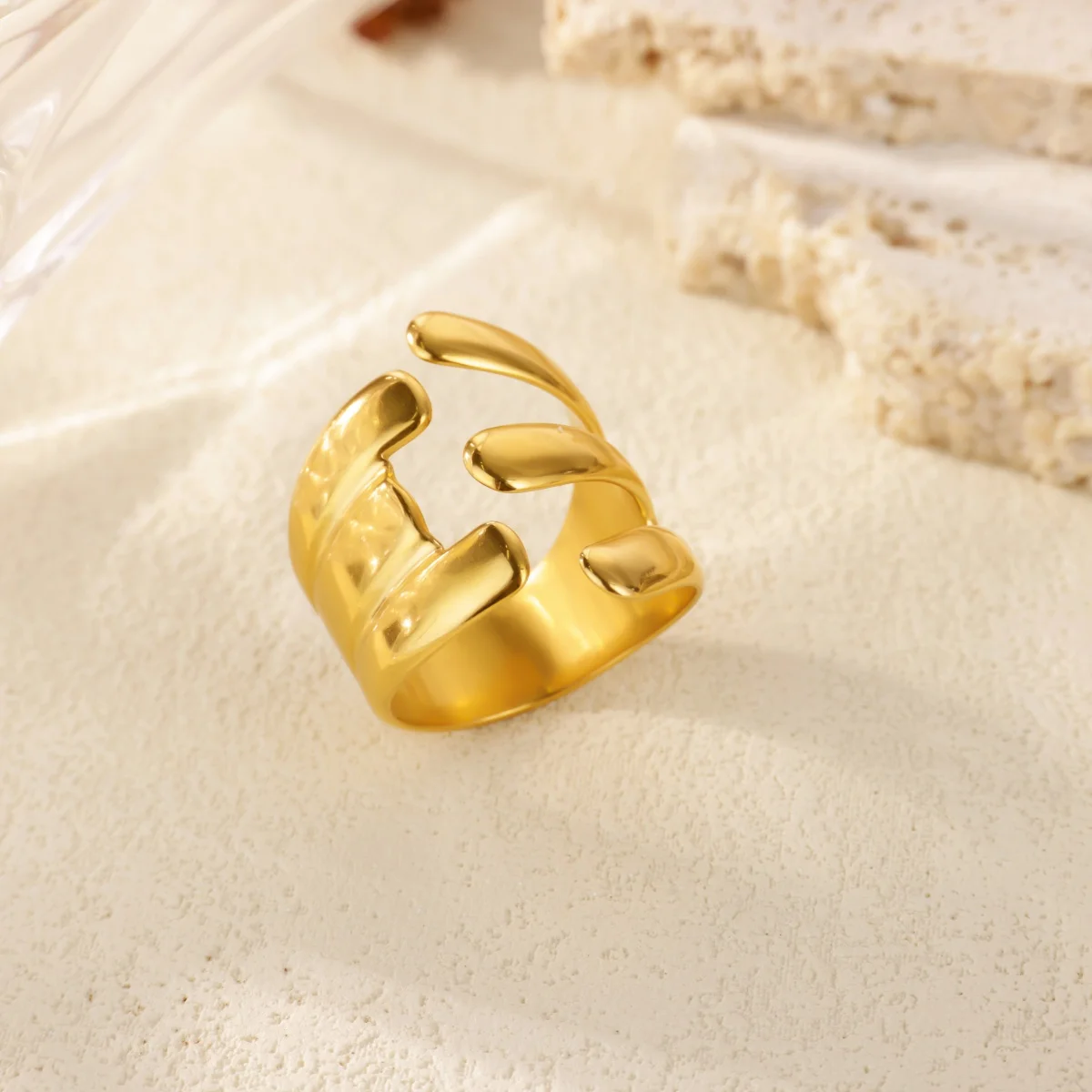Geometric Stainless Steel Crab Rings For Women Gold Color