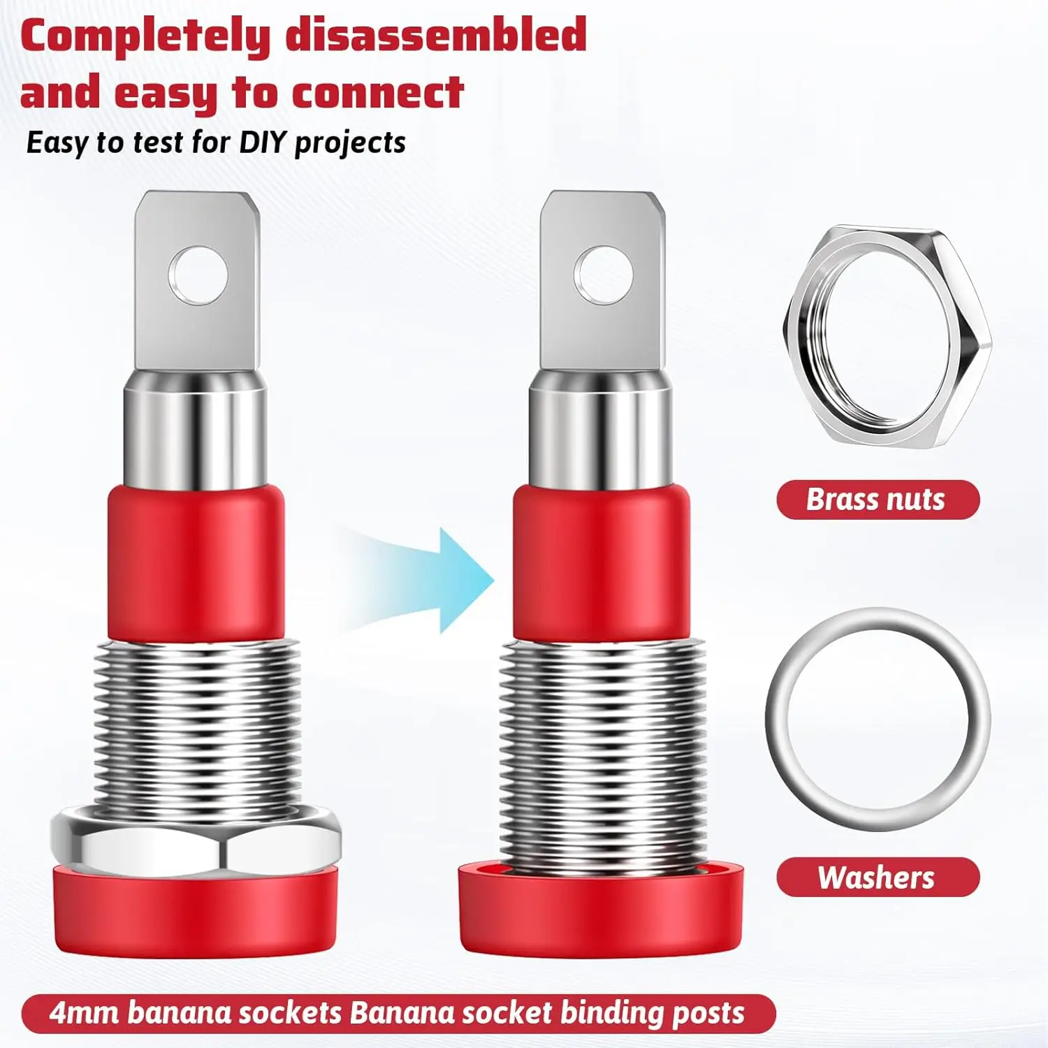 4mm 바나나 잭 여성형 패널 마운트 바나나 소켓 바인딩 포스트 어댑터 (4mm 바나나 플러그 커넥터용)