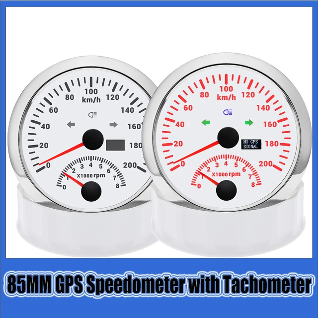 85mm GPS Tachometer Geschwindigkeit Gauge 200km/h 8000RPM Für Boat