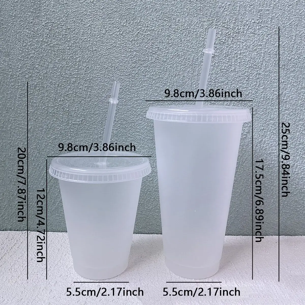 1pc-Transparent pp Lightweight Small Plastic Straw Cup Directly Supplied By Manufacturer 500ml 700ml Portable Plastic Cups