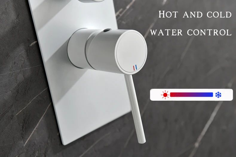 Description Picture 6 of itemmatter white flush-mounted shower faucet set  tropical shower matte white bathroom shower systems constant gray shower