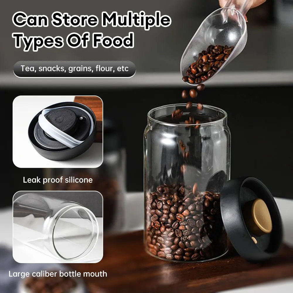 

Coffee Beans Vacuum Sealed Tank Glass Food Storage Jars Household Moisture-proof Air Extraction Tea Storage Tank Sealed Jar