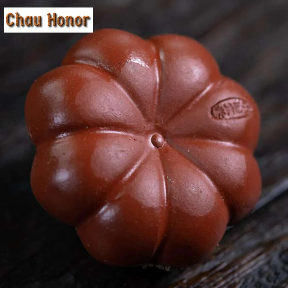 Yixing Purple Clay Tea Pet Lucky Pumpkin Ornaments Statue Handmade Sculpture Tea Play Crafts Chinese Zisha Tea Set Decoration