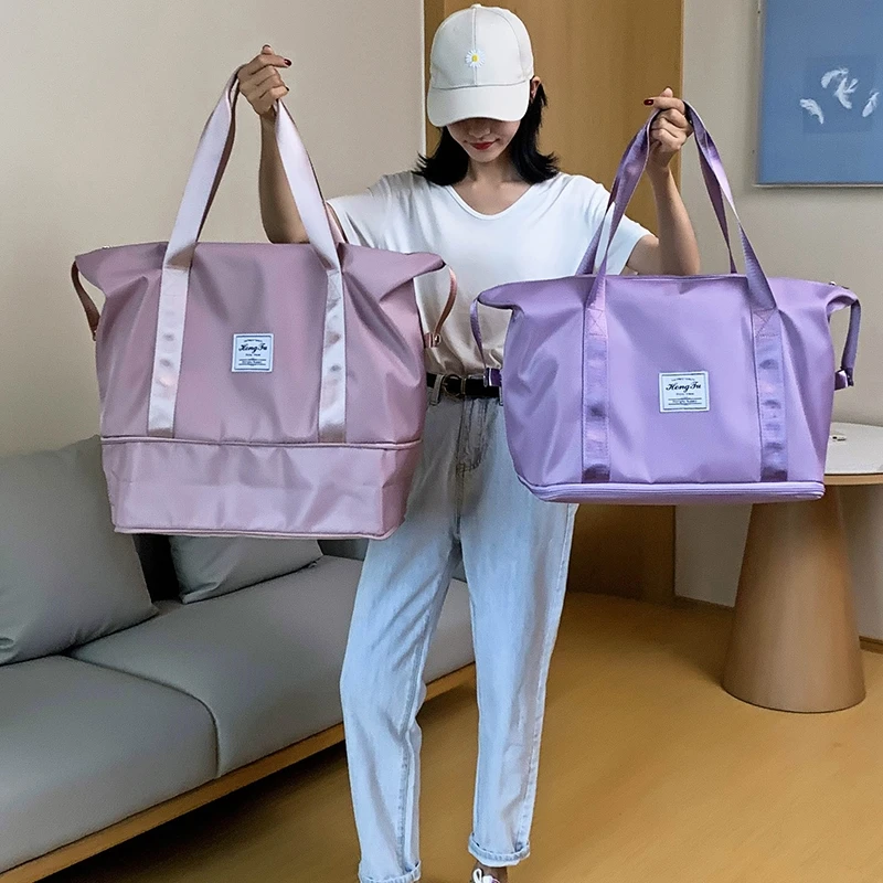 Foldable Large Capacity Storage Bag for Women Waterproof Duffel Outdoor Travel Bag Handbag Shoulder Yoga Sport Bags