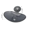 KEMAIDI Bathroom Vessel Sink Oval Glass Vessel Sink with Waterfall Faucet Tap Tempered Glass Bathroom Sinks Above Counter Basin 6