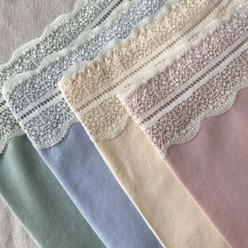 High Waisted Underwear Women Pure Cotton Antibacterial Bottom Crotch Sexy Seamless Buttocks Wrapped Lace Edgy Triangle Panties