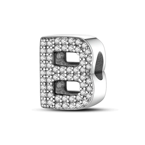 Sale 100% 925 Silver Color 26 letters A-Z series Charm Bead Fit Original Pandora Bracelet Bangle For Women Jewelry Gift 2022