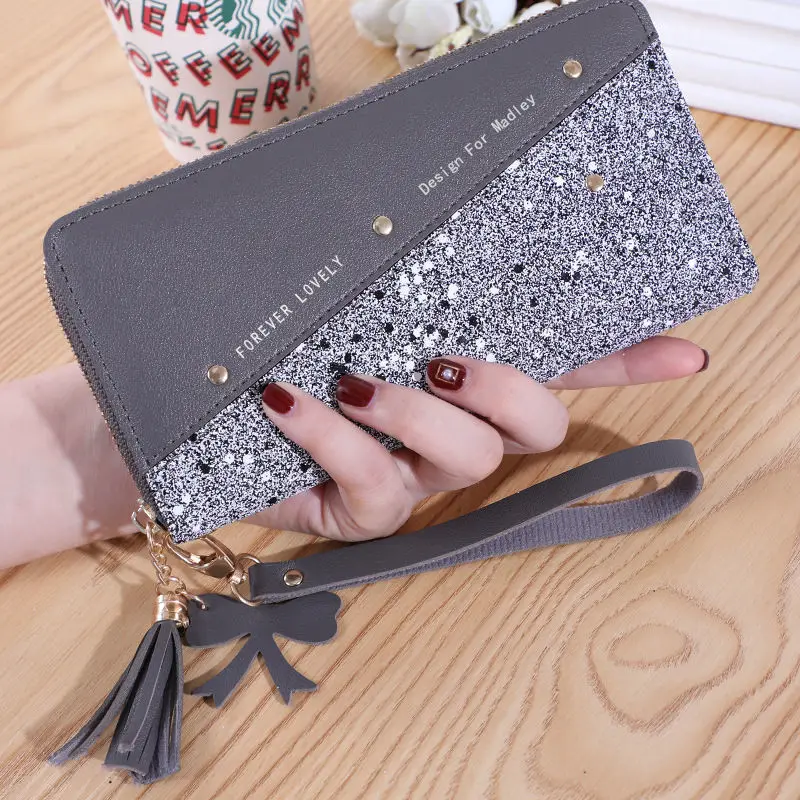 Leather Wristlet Handbag Elegant Tassel Security-Featured Women'S Wallet Spacious Clutch Wallet for Daily Use 3