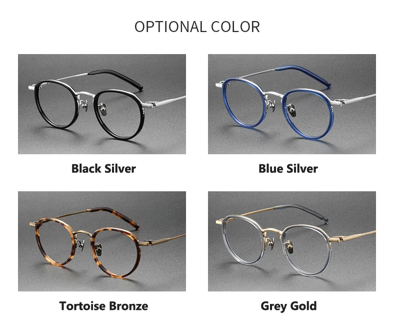 Oveliness Unisex Full Rim Round Acetate Titanium Eyeglasses M43