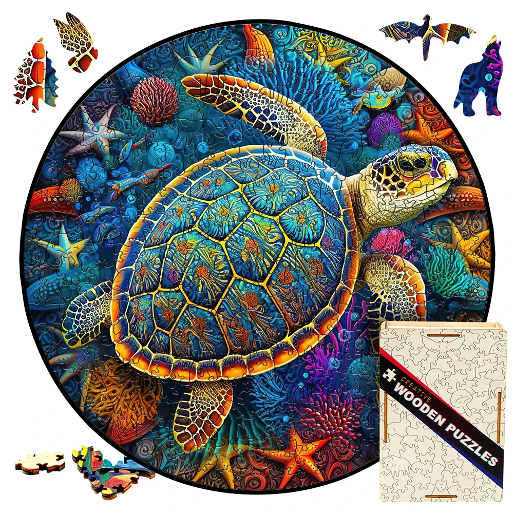 Wooden Puzzle Mandala Turtle Animal Jigsaw Puzzles For Kids Toys Ocean Wildlife Wood Puzzle With Sea Turtles Educational games nautical sea turtles shower curtain ocean marine animal underwater world shower curtain for bathroom decor waterproof polyester