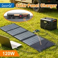 Panneau solaire Leaorld 120W, chargeur de batterie 12V, chargeur solaire rapide pliable QC3.0 PD3.0 pour téléphone, pinces, station d'alimentation, camping-cars, camping 1