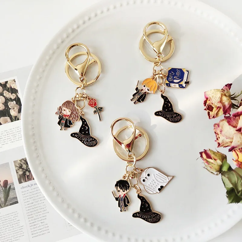 16Style Harries Potters Coppia Portachiavi Magic Business School Hermione Granger Anime Boys Figure Creative Zaino Ciondolo Regalo