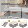 Storage Boxes with Lids, Linen Fabric Bin, Cube Organizer Basket, Washable and Leather Handle, for Home, Closet, White 6