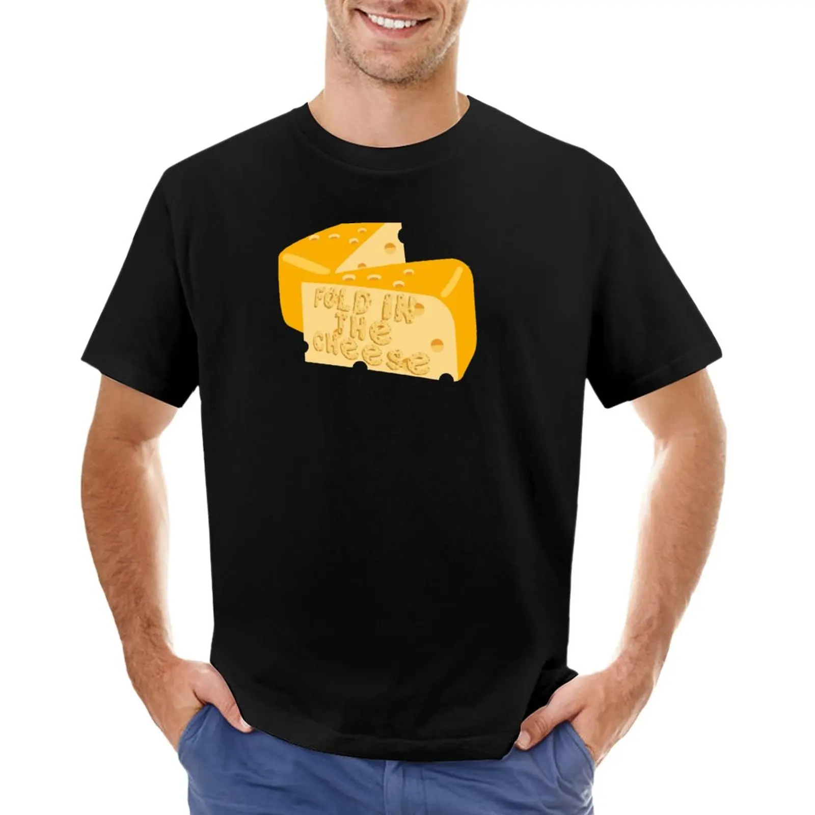 

Fold In The Cheese Sticker T-Shirt Short sleeve cute tops T-shirt for a boy funny t shirts for men