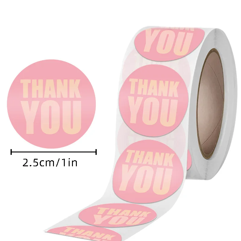 50-500 stücke rosa danke Aufkleber 1 Zoll Siegel Etiketten Geschenk verpackung Aufkleber Hochzeit Geburtstags feier bieten Briefpapier Aufkleber – Detail 1
