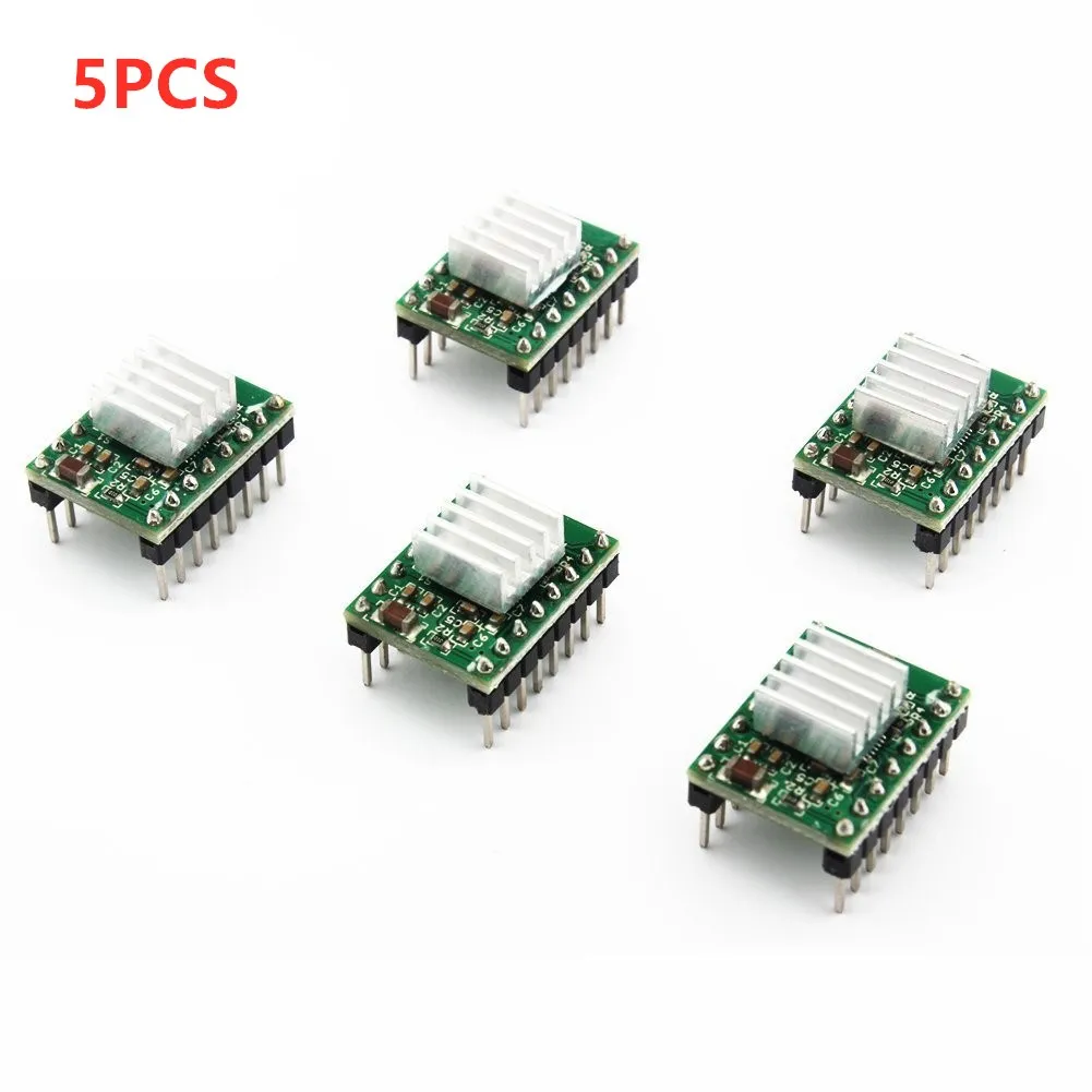 Stepper Motor Driver 5PCS A4988 Step Stick Stepper Driver + Heat sink For Reprap 3D Printer Parts Red Stepper Motor Driver With Heatsink Accessorie