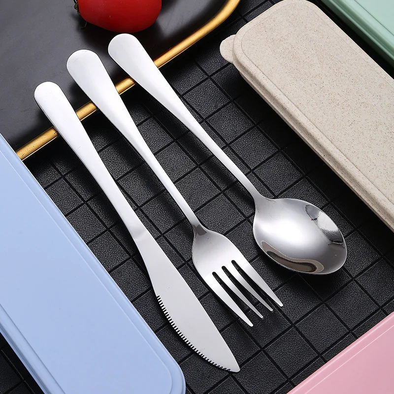 Cutlery Set Picnic Cutlery Set Stainless Steel Cutlery Set Camping Cutlery Set Portable Stainless Steel Cutlery Suit With Storage Box Chopstick Fork Spoon Knife Travel Tableware Set Camping Cutlery