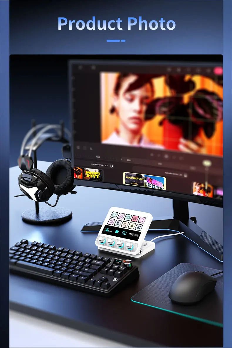 AJAZZ AKP05PRO Kabelgebundene Konsole, Anpassbare LCD-Tasten & Drehregler, für Streaming und Büro – Detail 17