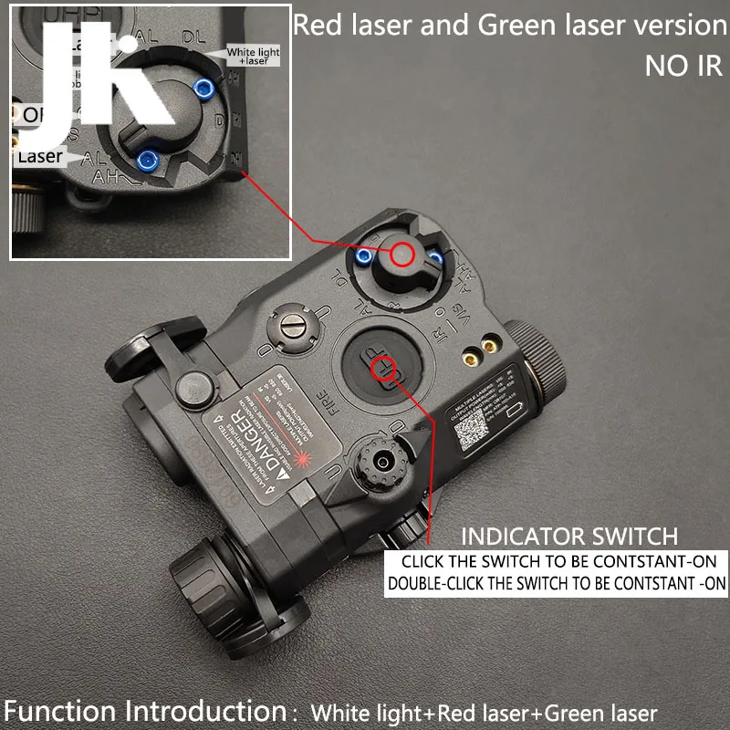 Airsoft PEQ15 Laser Indicator Tactical IR Fill Light/Red Green Dual Laser Fit 20mm Rail Dual Outdoor Hunting Aiming Weapon laser pointer laser sight red dot laser sight