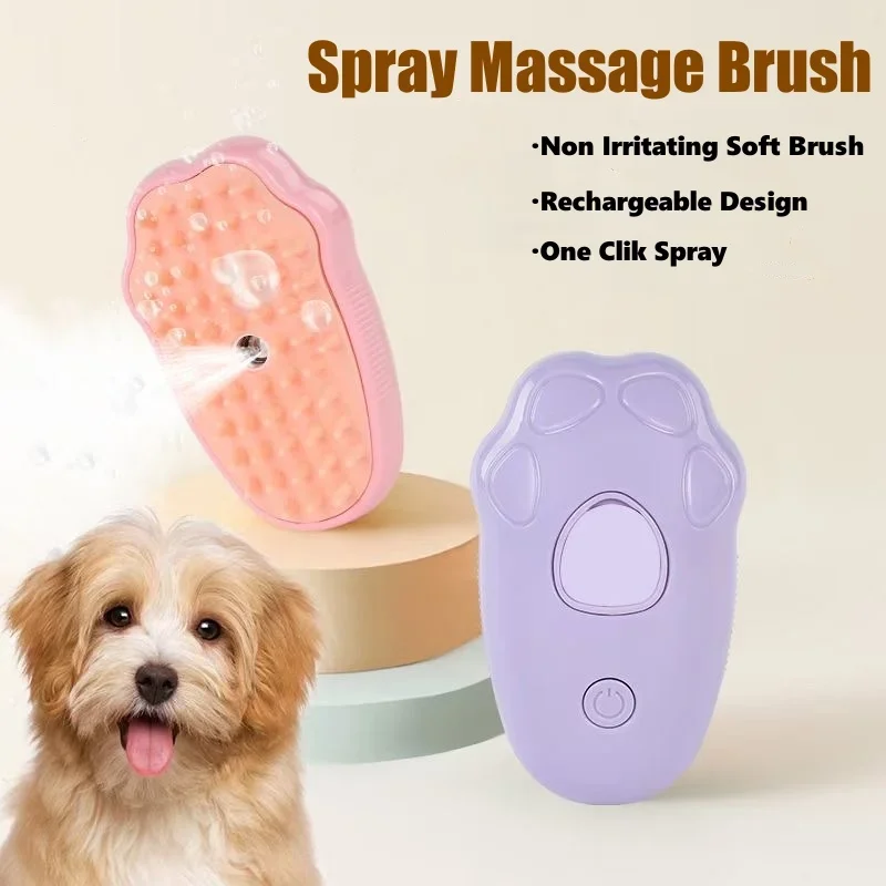 USB Rechargeable Pet Spray Comb 3in1 Electric Soft Silicone Dog Steam Brush Cat Massage Brush Hair Removal Comb Pet Grooming pet clipper dog hair trimmer pet hair trimmer dog clipper