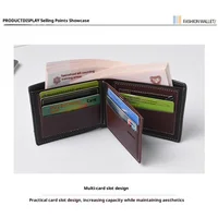 Portefeuille en cuir multi-fentes pour cartes pour hommes, nouveau Style, tissé à la main, mode Simple, porte-monnaie Ultra fin 3