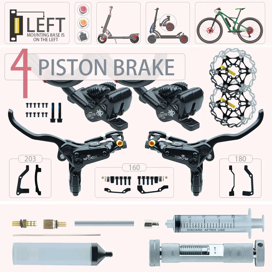 NFOX B015 4-piston Disc Hydraulic Brake E-bike Folding Mountain Bike ...