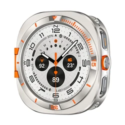 Premium Metal Protective Alloy Case for Galaxy Watch 47mm - Ultra Durable Bumper Cover (Titanium orange)