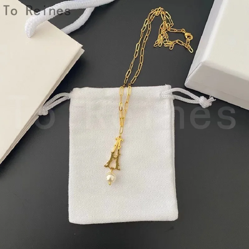 

To Reines Fashion Luxury Pearl Pendant Chain Necklace For Women Female Wedding Fine Jewelry Classic Simple Style Round Pendant