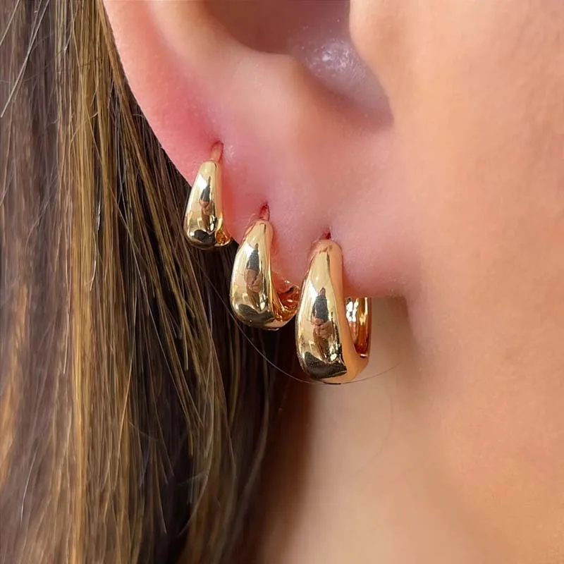 6Pcs New Minimalist Copper Metal hoop earrings Women Simple Circle Men's Small Earrings Punk Unisex Rock Piercing Jewelry