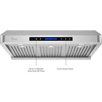 30 Inch Range Hood, 7” High Stainless Steel Under Cabinet Range Hood 4 Speeds, 8” Round Top Vent, 1000CFM 2 LED Lights 2