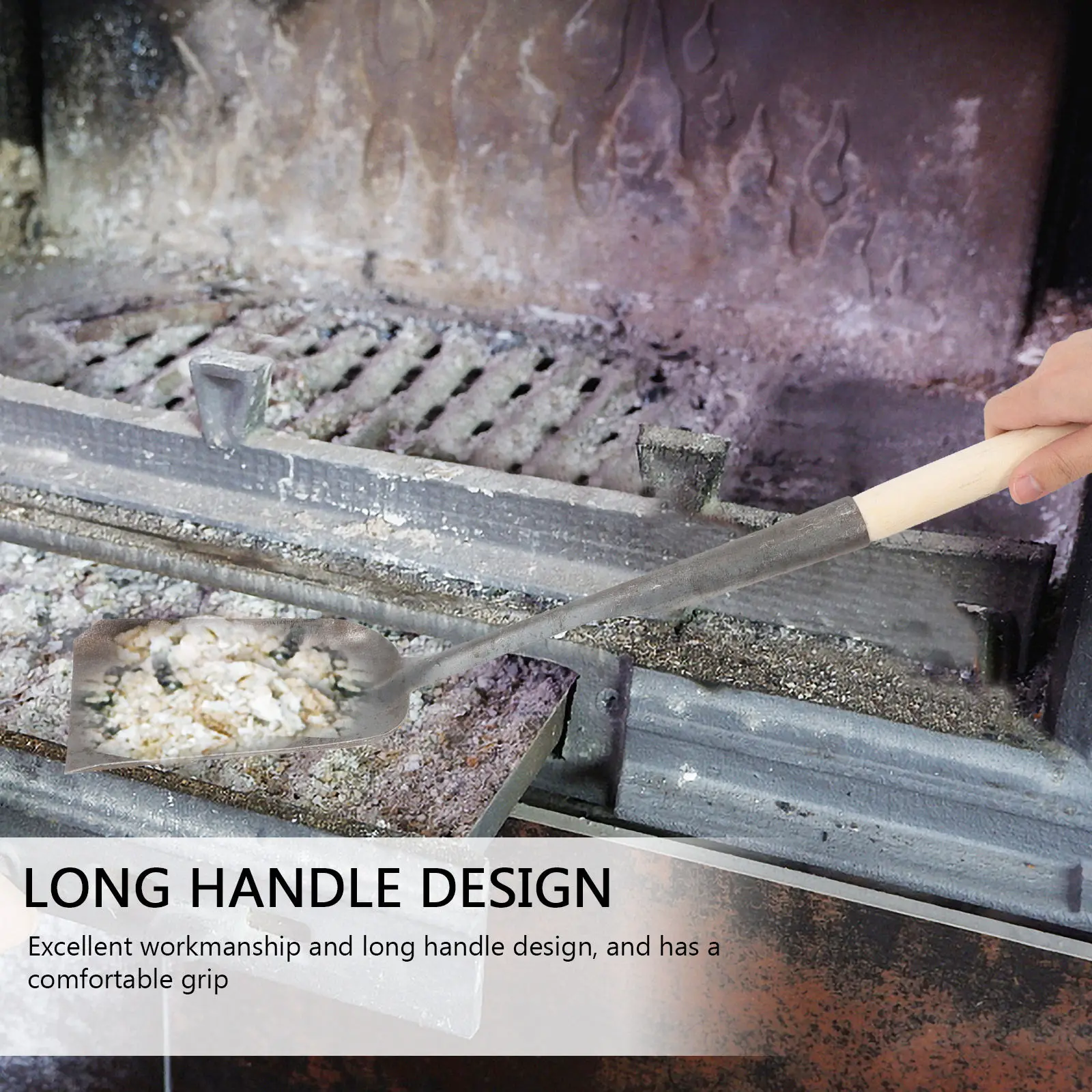 2개 고급 철제 재삽 실용적인 벽난로 석탄 청소 도구 긴 손잡이 벽난로 삽 흙삽
